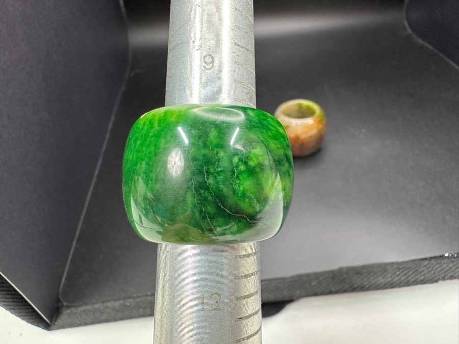 Just Added - (3) Vintage Chinese Stone Archer's Rings Size 11 [Photo 7]