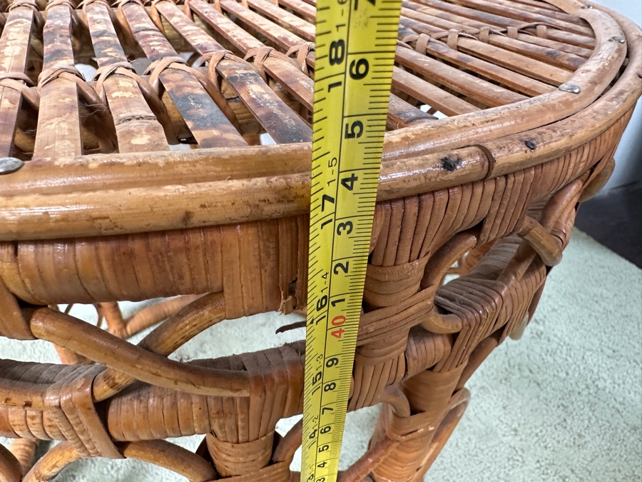 Just Added - Vintage Rattan Round Side Table 17.5W X 17.5H [Photo 6]