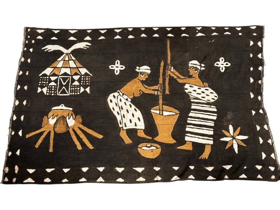 Just Added - Vintage African Traditional Korhogo Cloth Textile 72 X 47