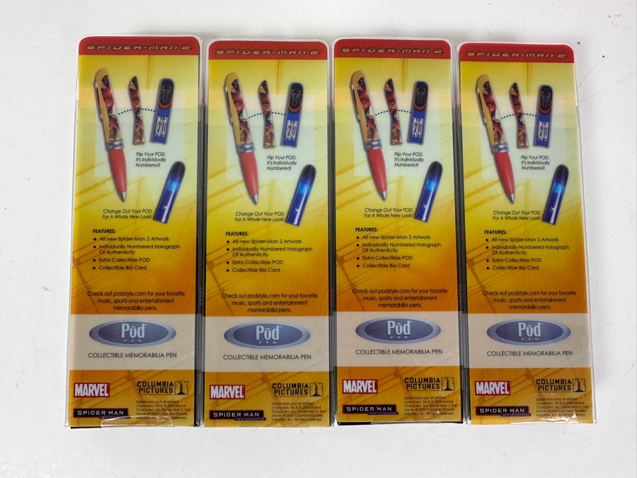 (4) Vintage 2004 New Old Stock Marvel Spider-Man Collection Limited Edition Individually Numbered Pod Pens [Photo 4]