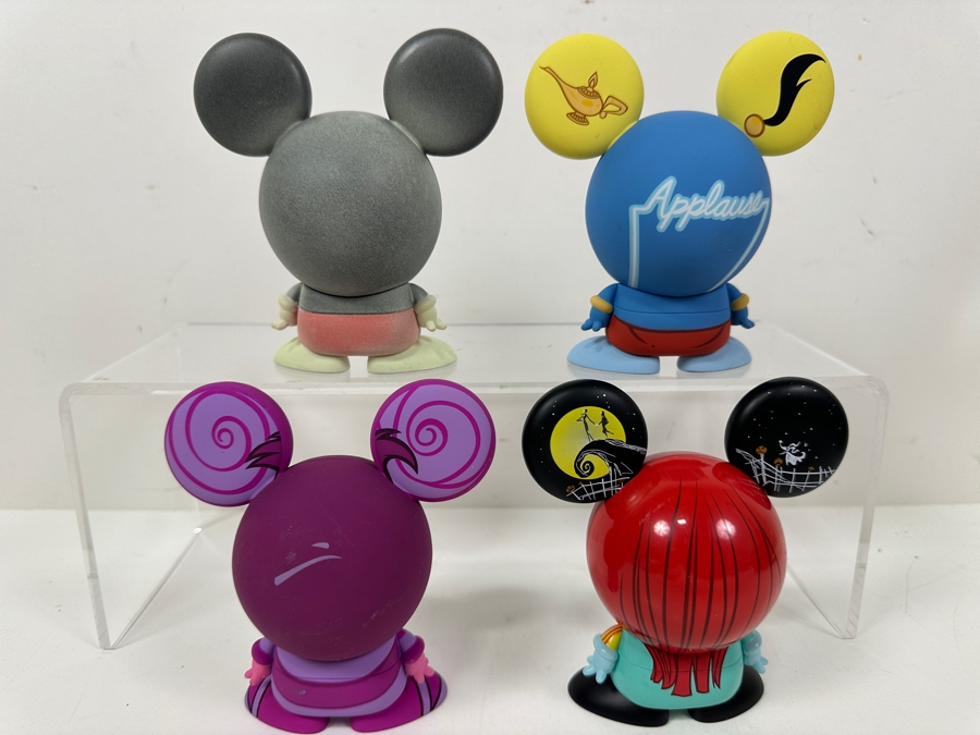 (4) Disney Shorts Vinyl Collectible Toy Art By Francisco Herrera: Mickey Mouse, Cheshire Cat From Disney's Alice In Wonderland, Genie Aladdin & Sally From Tim Burton's The Nightmare Before Christmas - Some Prototypes Directly From The Manufacturer 4.5'H [Photo 6]