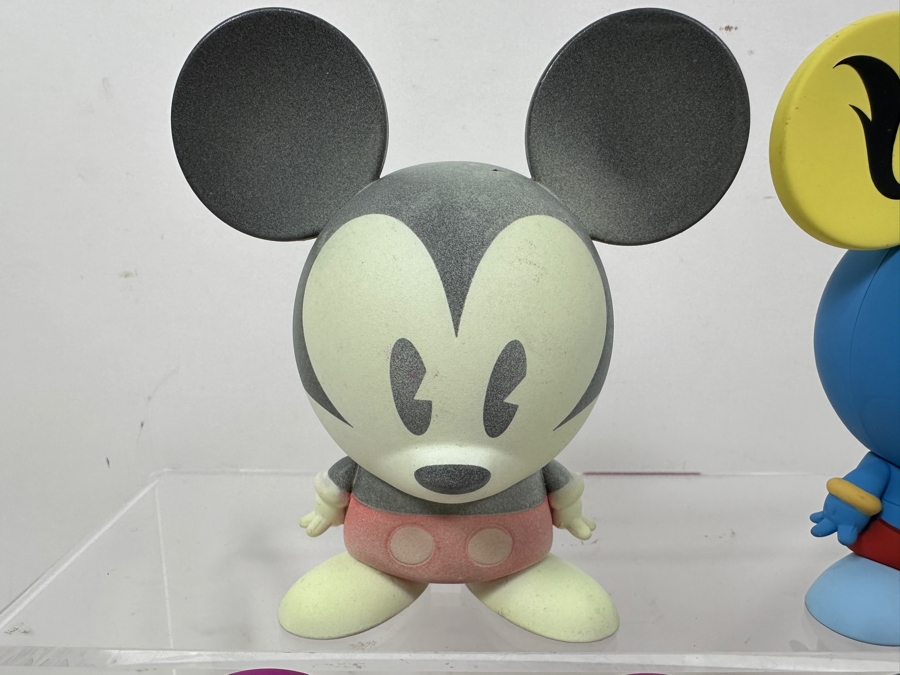 (4) Disney Shorts Vinyl Collectible Toy Art By Francisco Herrera: Mickey Mouse, Cheshire Cat From Disney's Alice In Wonderland, Genie Aladdin & Sally From Tim Burton's The Nightmare Before Christmas - Some Prototypes Directly From The Manufacturer 4.5'H [Photo 2]