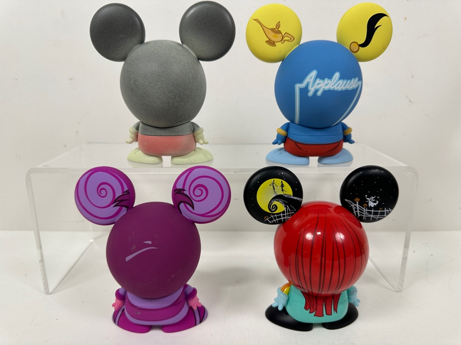 (4) Disney Shorts Vinyl Collectible Toy Art By Francisco Herrera: Mickey Mouse, Cheshire Cat From Disney's Alice In Wonderland, Genie Aladdin & Sally From Tim Burton's The Nightmare Before Christmas - Some Prototypes Directly From The Manufacturer 4.5'H [Photo 7]