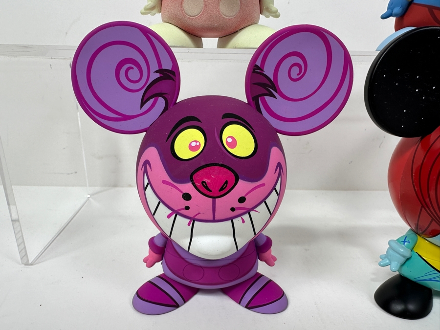 (4) Disney Shorts Vinyl Collectible Toy Art By Francisco Herrera: Mickey Mouse, Cheshire Cat From Disney's Alice In Wonderland, Genie Aladdin & Sally From Tim Burton's The Nightmare Before Christmas - Some Prototypes Directly From The Manufacturer 4.5'H [Photo 3]