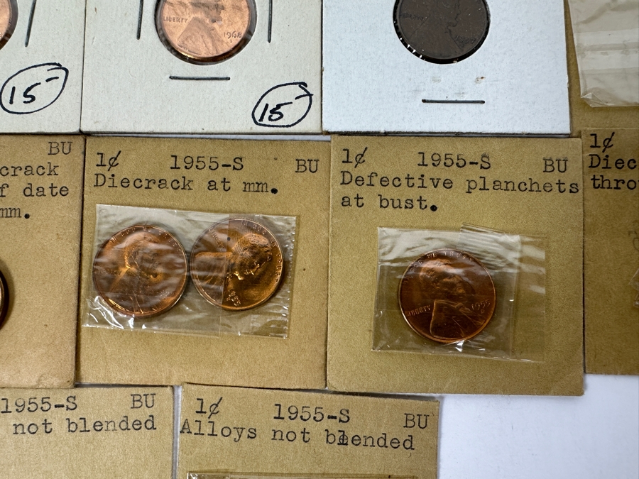 Twenty-Two Lincoln Cent Errors Many Bright Red Wheat Cents in Original Vintage Holders and Envelopes [Photo 6]