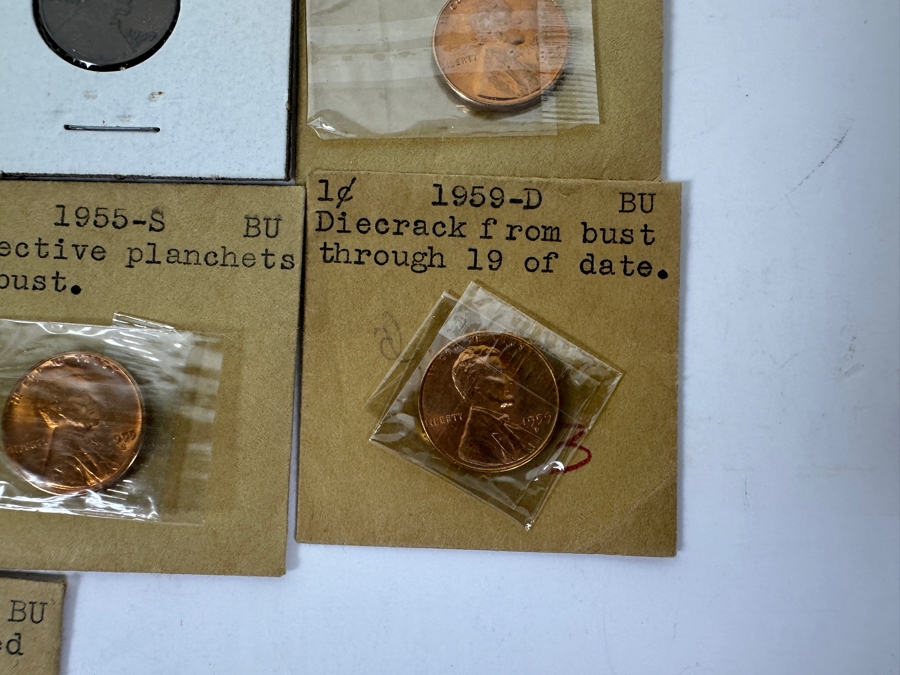Twenty-Two Lincoln Cent Errors Many Bright Red Wheat Cents in Original Vintage Holders and Envelopes [Photo 7]