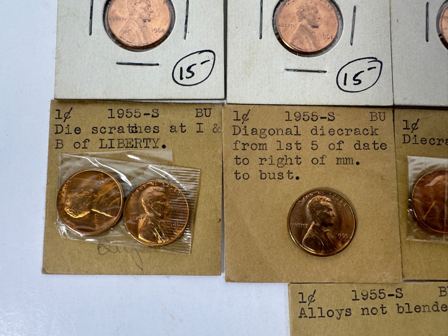 Twenty-Two Lincoln Cent Errors Many Bright Red Wheat Cents in Original Vintage Holders and Envelopes [Photo 5]