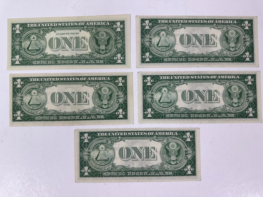 Five Uncirculated Silver Certificates with 3 Consecutive [Photo 6]