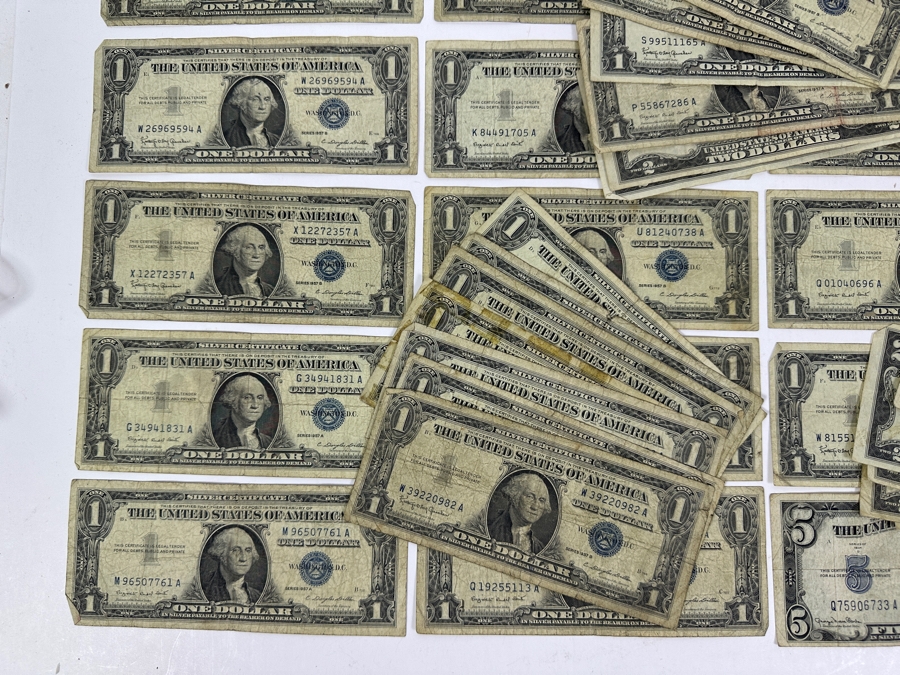 $63 Face Value, 47 Notes, $1, $2 & $5 Red Seals and Blue Seals Obsolete US Currency [Photo 10]