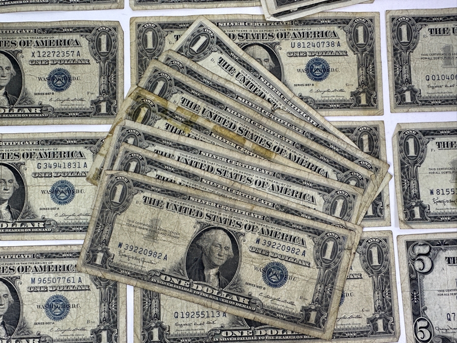 $63 Face Value, 47 Notes, $1, $2 & $5 Red Seals and Blue Seals Obsolete US Currency [Photo 3]