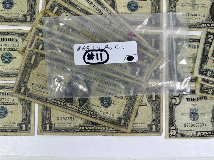 $63 Face Value, 47 Notes, $1, $2 & $5 Red Seals and Blue Seals Obsolete US Currency [Photo 11]