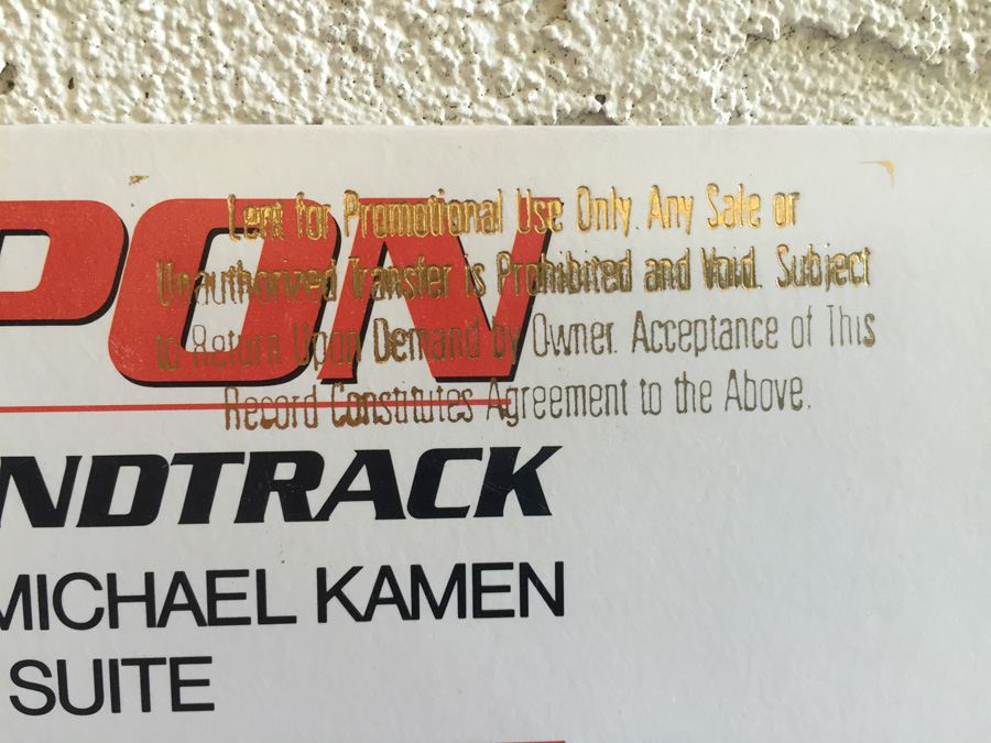 Various ‎- Lethal Weapon Original Motion Picture Soundtrack - Warner Bros. Records ‎- 9 25561-1 - PROMOTIONAL COPY [Photo 2]