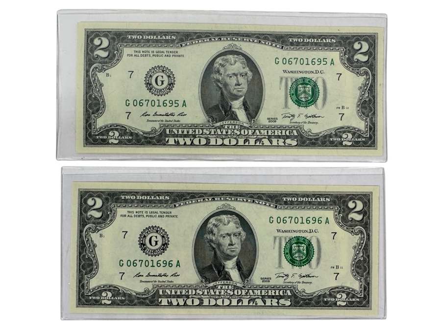 Consecutive Crispy Uncirculated $2 Bills