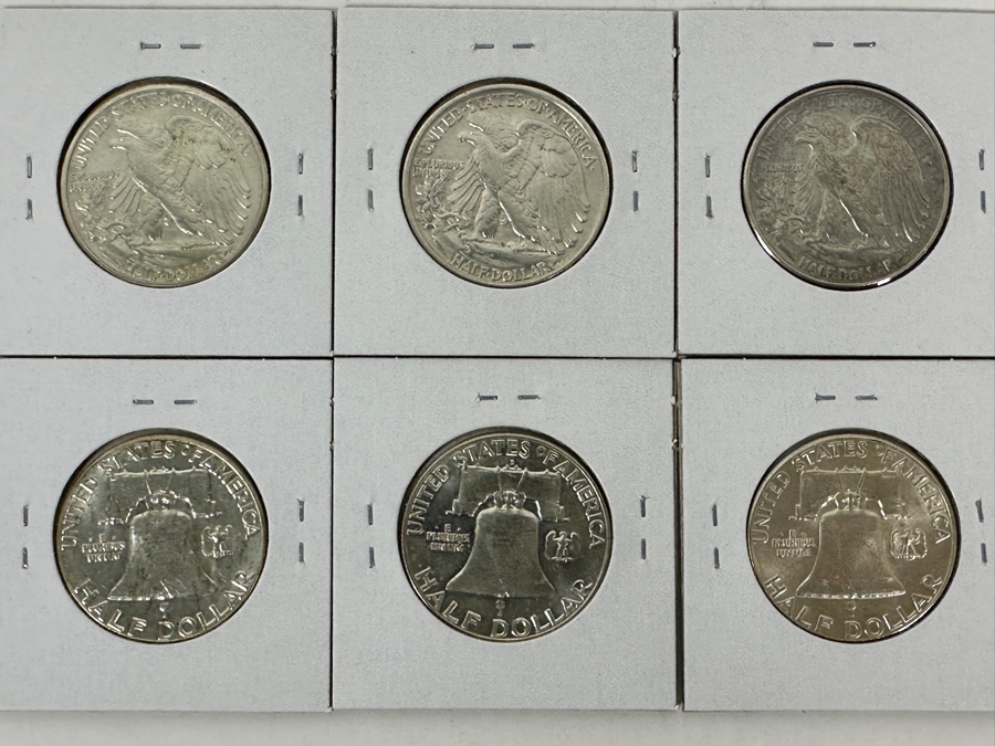Six High-Grade Vintage Half Dollars 90% Silver [Photo 8]