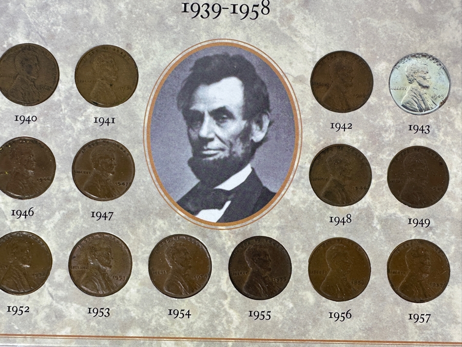 Vintage Penny Collection Featuring Lincoln Memorial Pennies, Wheat Pennies, Steel Pennies - See Photos [Photo 3]