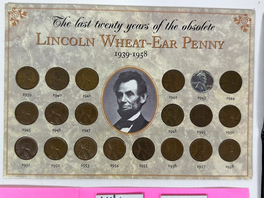Vintage Penny Collection Featuring Lincoln Memorial Pennies, Wheat Pennies, Steel Pennies - See Photos [Photo 2]