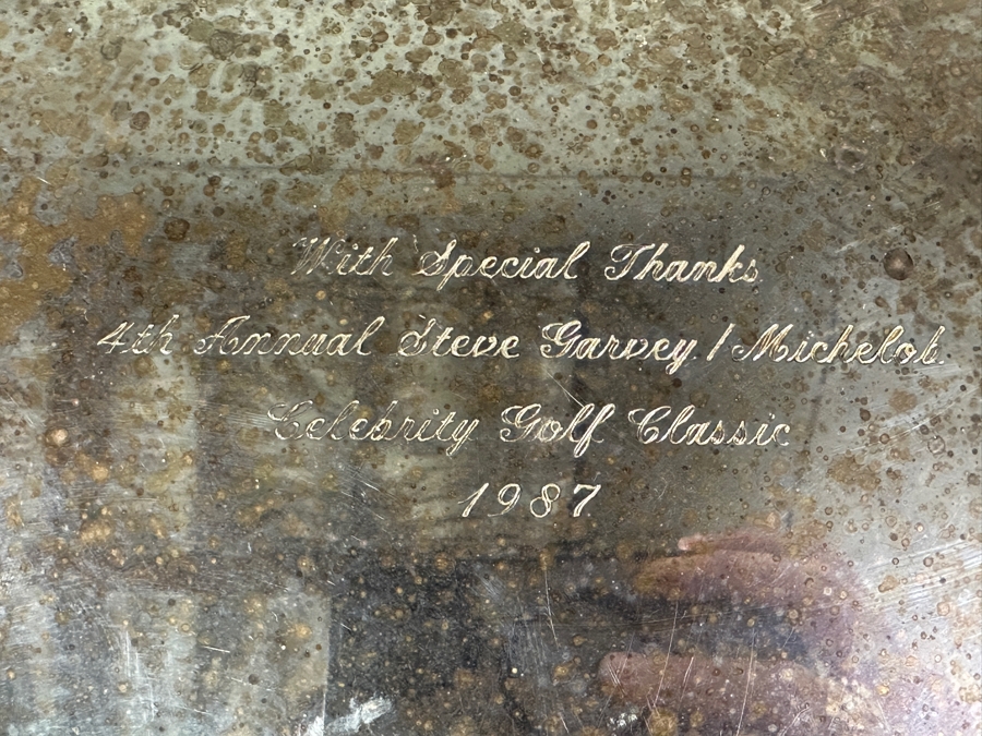 Reed and Barton Trophe for The 4th Annual Steve Garvey /Michelob Celebrity Golf Classic 1987 Plate 12' [Photo 2]