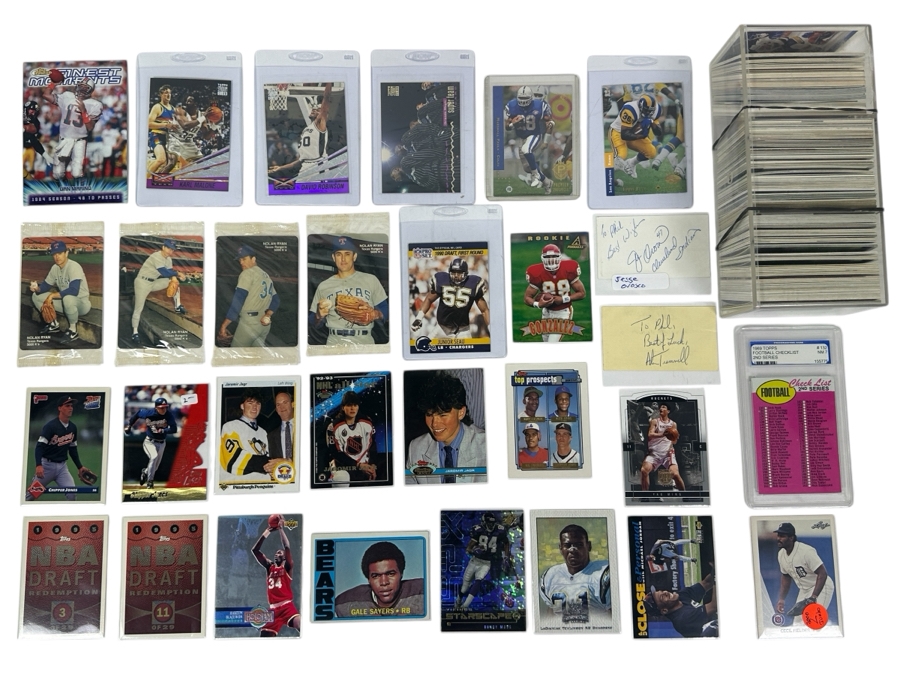 Huge Lot Of Top Player Baseball, Football, Basketball & Hockey Trading Cards Featuring Rookie Cards And Autographs - See Photos