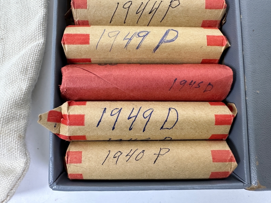 (26) Different Date & Mintmark Solid Date Rolls of Wheat Cents in Canvas US Mint Bag [Photo 6]