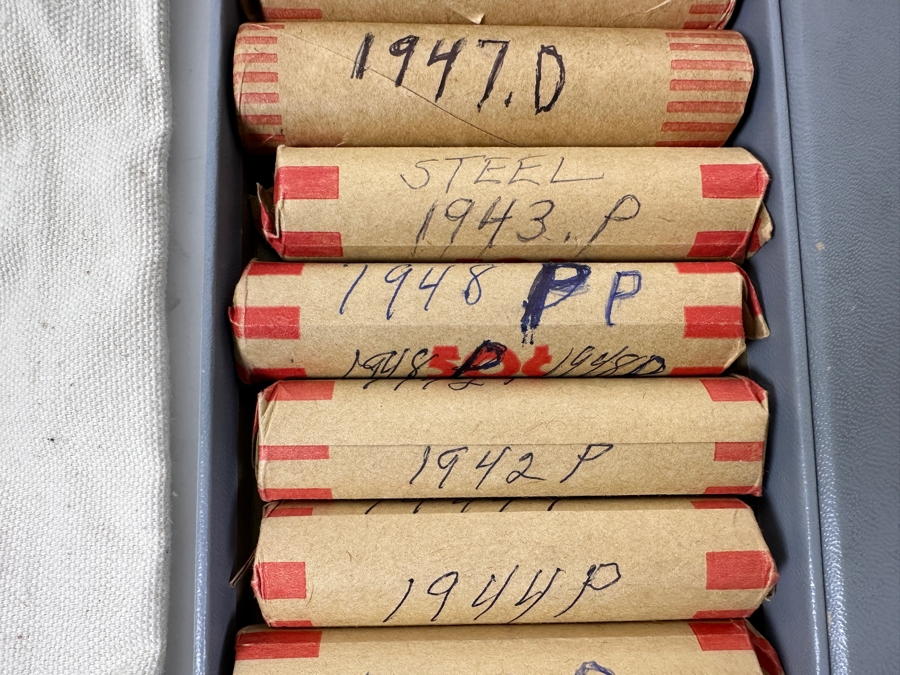 (26) Different Date & Mintmark Solid Date Rolls of Wheat Cents in Canvas US Mint Bag [Photo 7]