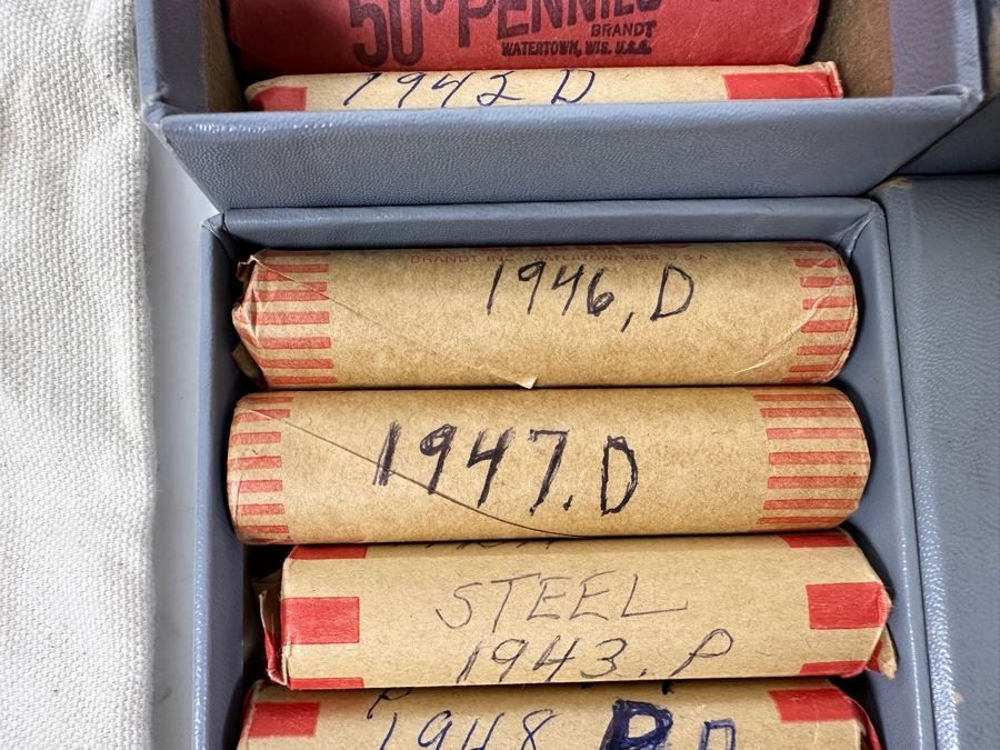 (26) Different Date & Mintmark Solid Date Rolls of Wheat Cents in Canvas US Mint Bag [Photo 8]