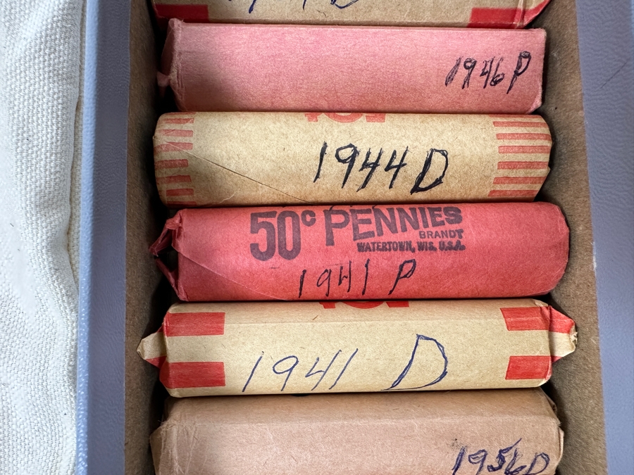 (26) Different Date & Mintmark Solid Date Rolls of Wheat Cents in Canvas US Mint Bag [Photo 10]