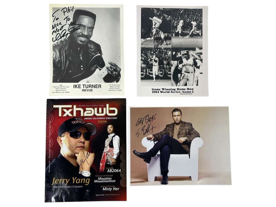  Autographed Celebrity Photos-Kurt Bevacqua of the 1984 Padres Fame, Stephen Baldwin, Ike Turner, Jerry Yang