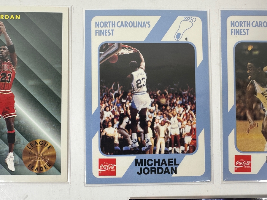 (2) Michael Jordan North Carolina College Cards, (1) Michael Jordan Fleer 93-94 Card, (1) Michael Jordan White Sox Rookie Limited Edition Baseball Card & (1) Limited Edition Skybox Kobe Bryant 2003-2004 Fleer Card [Photo 3]