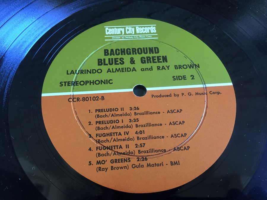 Laurindo Almeida & Ray Brown ‎- Bach Ground Blues & Green - Century City Records ‎- CCR-80102 [Photo 6]