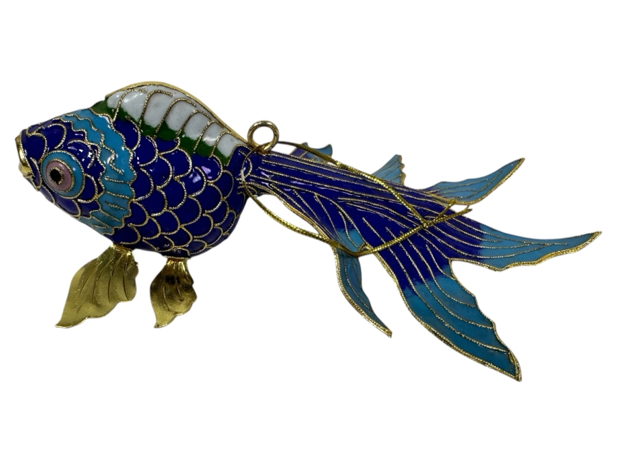 Gold Plated Enameled Vintage Japanese Koi Ornament