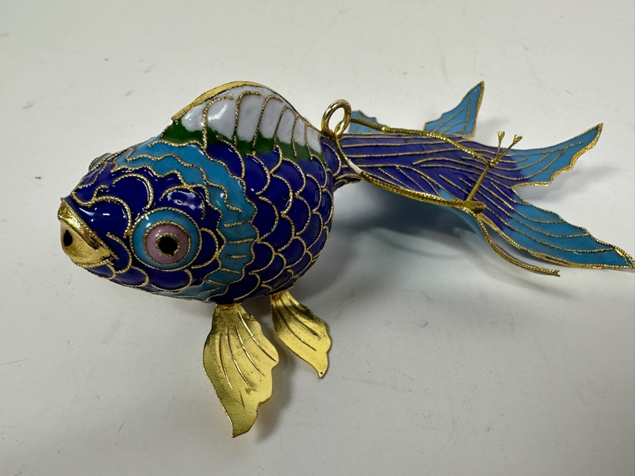Gold Plated Enameled Vintage Japanese Koi Ornament [Photo 2]