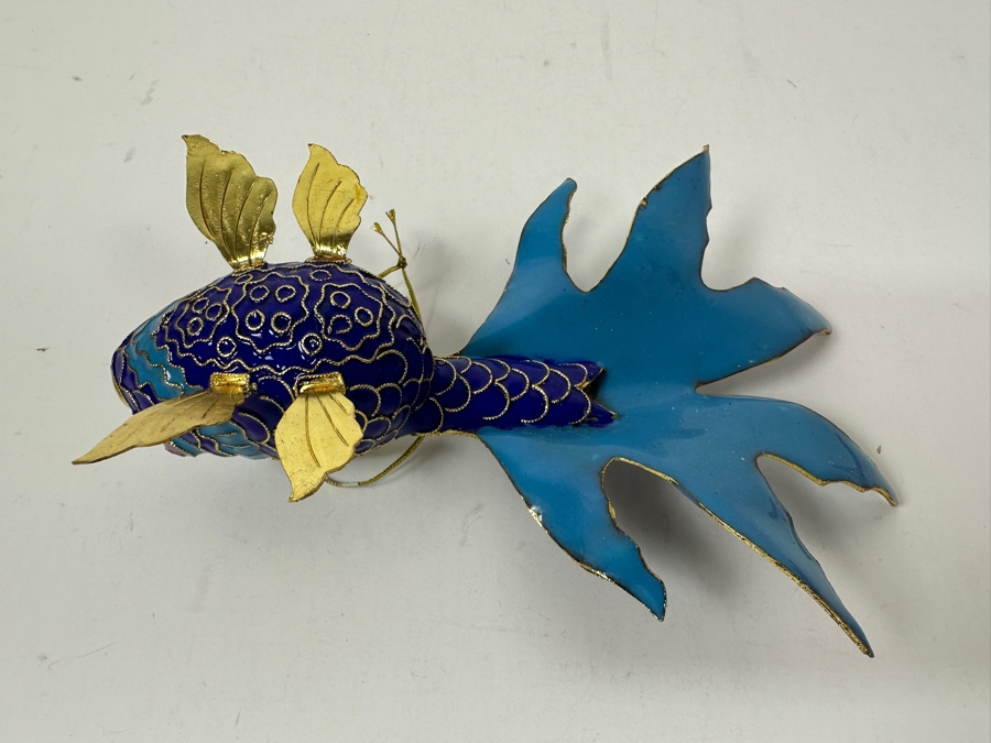 Gold Plated Enameled Vintage Japanese Koi Ornament [Photo 4]