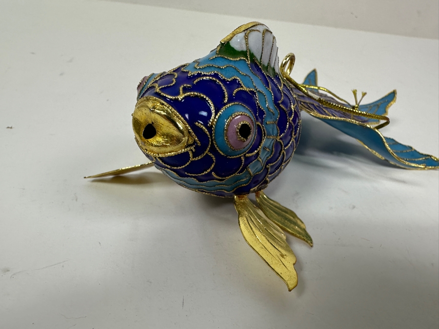 Gold Plated Enameled Vintage Japanese Koi Ornament [Photo 3]