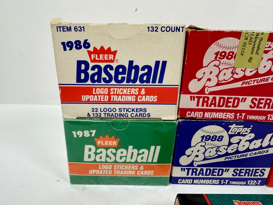 1986 & 1988 Topps Rookies/Traded, 1986 & Factory Sealed 1987 Fleer Rookies/Traded, 1987 Donruss Rookies & 1988 Score Rookies Baseball Cards Factory Sets [Photo 2]