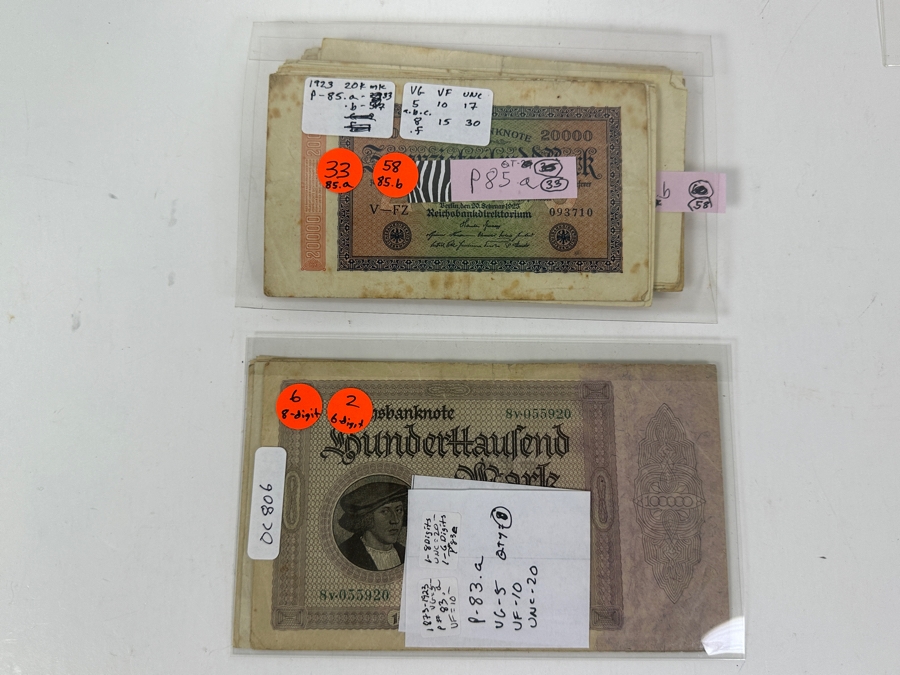 HUGE Lot Of Antique German Empire & Weimar Republic Currency Notes Collection - 659 Notes, 59 Different Types & Varieties From 1908 To 1923 Catalog Value Over $3,000 [Photo 42]