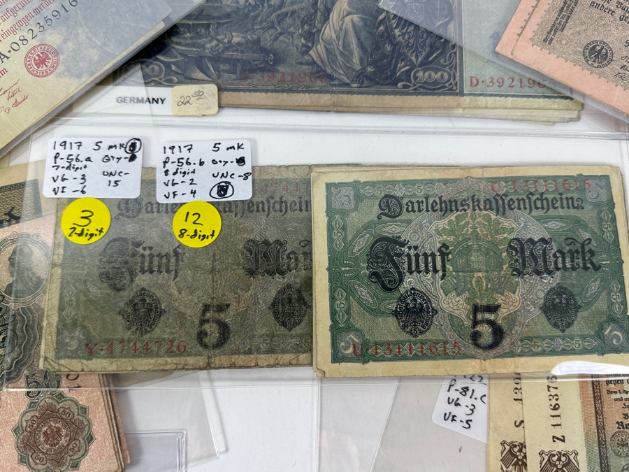 HUGE Lot Of Antique German Empire & Weimar Republic Currency Notes Collection - 659 Notes, 59 Different Types & Varieties From 1908 To 1923 Catalog Value Over $3,000 [Photo 9]