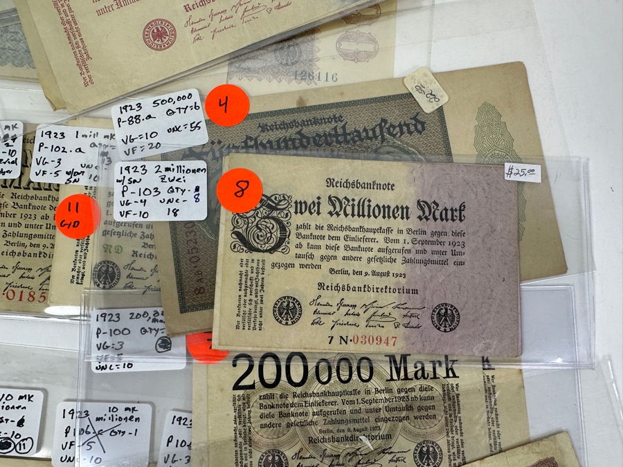 HUGE Lot Of Antique German Empire & Weimar Republic Currency Notes Collection - 659 Notes, 59 Different Types & Varieties From 1908 To 1923 Catalog Value Over $3,000 [Photo 18]