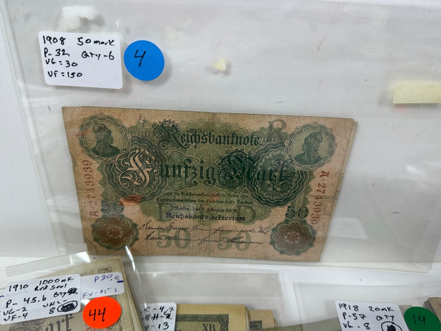 HUGE Lot Of Antique German Empire & Weimar Republic Currency Notes Collection - 659 Notes, 59 Different Types & Varieties From 1908 To 1923 Catalog Value Over $3,000 [Photo 24]