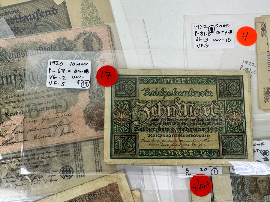 HUGE Lot Of Antique German Empire & Weimar Republic Currency Notes Collection - 659 Notes, 59 Different Types & Varieties From 1908 To 1923 Catalog Value Over $3,000 [Photo 14]