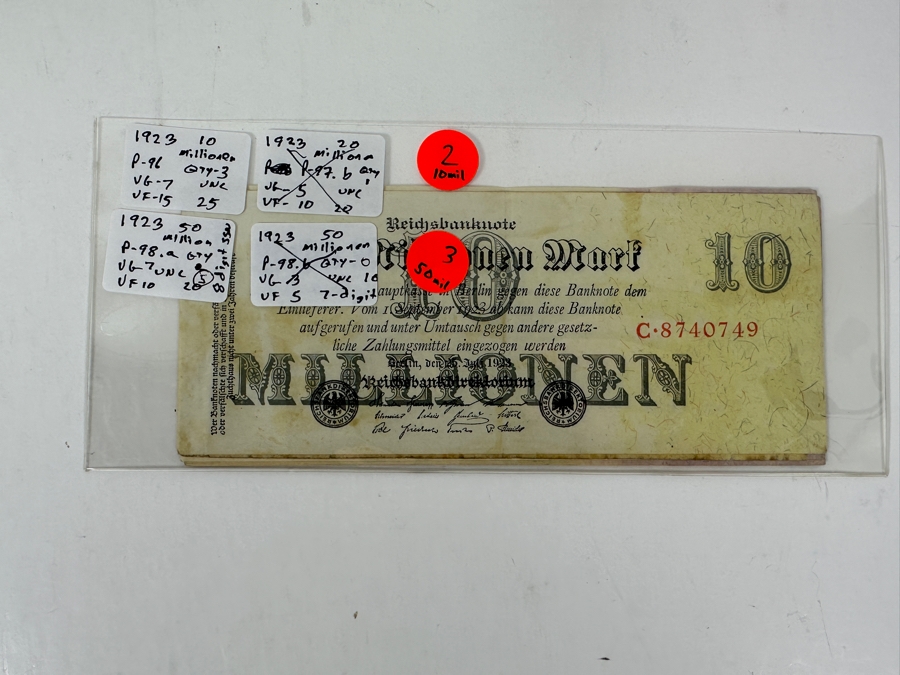 HUGE Lot Of Antique German Empire & Weimar Republic Currency Notes Collection - 659 Notes, 59 Different Types & Varieties From 1908 To 1923 Catalog Value Over $3,000 [Photo 43]