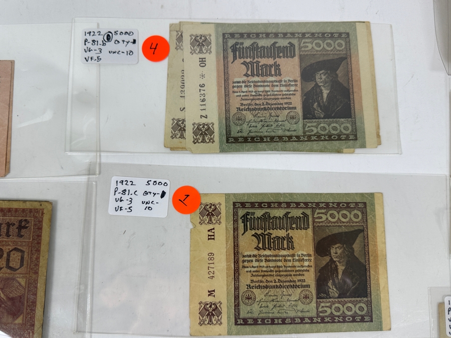 HUGE Lot Of Antique German Empire & Weimar Republic Currency Notes Collection - 659 Notes, 59 Different Types & Varieties From 1908 To 1923 Catalog Value Over $3,000 [Photo 35]