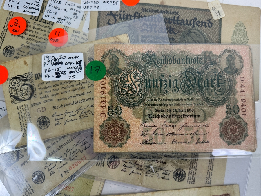 HUGE Lot Of Antique German Empire & Weimar Republic Currency Notes Collection - 659 Notes, 59 Different Types & Varieties From 1908 To 1923 Catalog Value Over $3,000 [Photo 16]