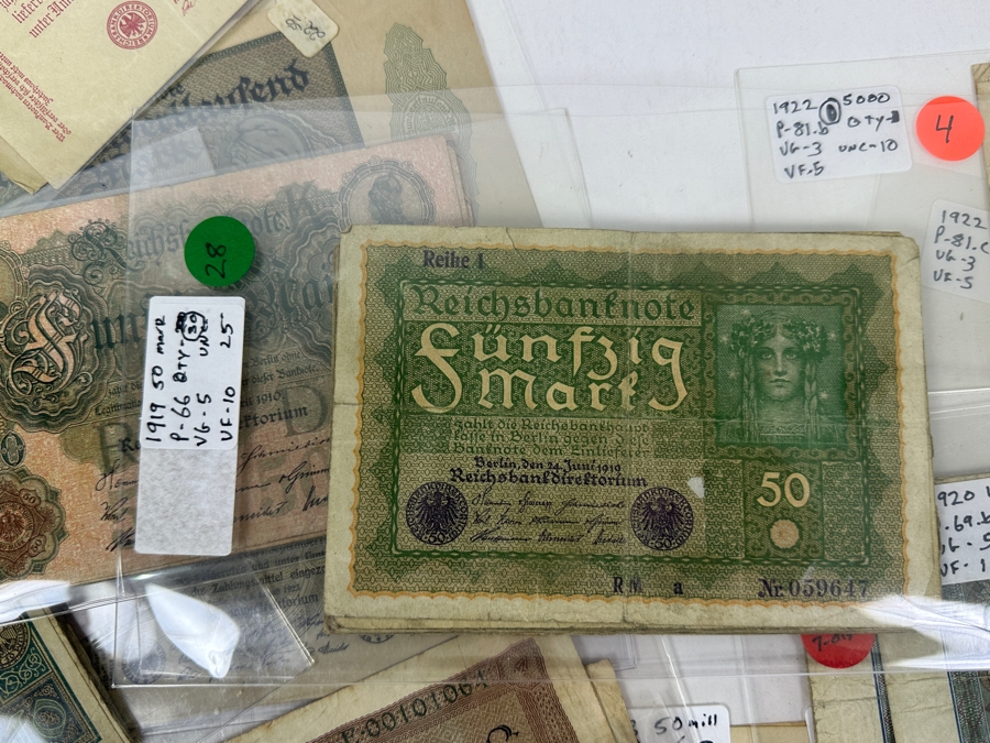 HUGE Lot Of Antique German Empire & Weimar Republic Currency Notes Collection - 659 Notes, 59 Different Types & Varieties From 1908 To 1923 Catalog Value Over $3,000 [Photo 10]