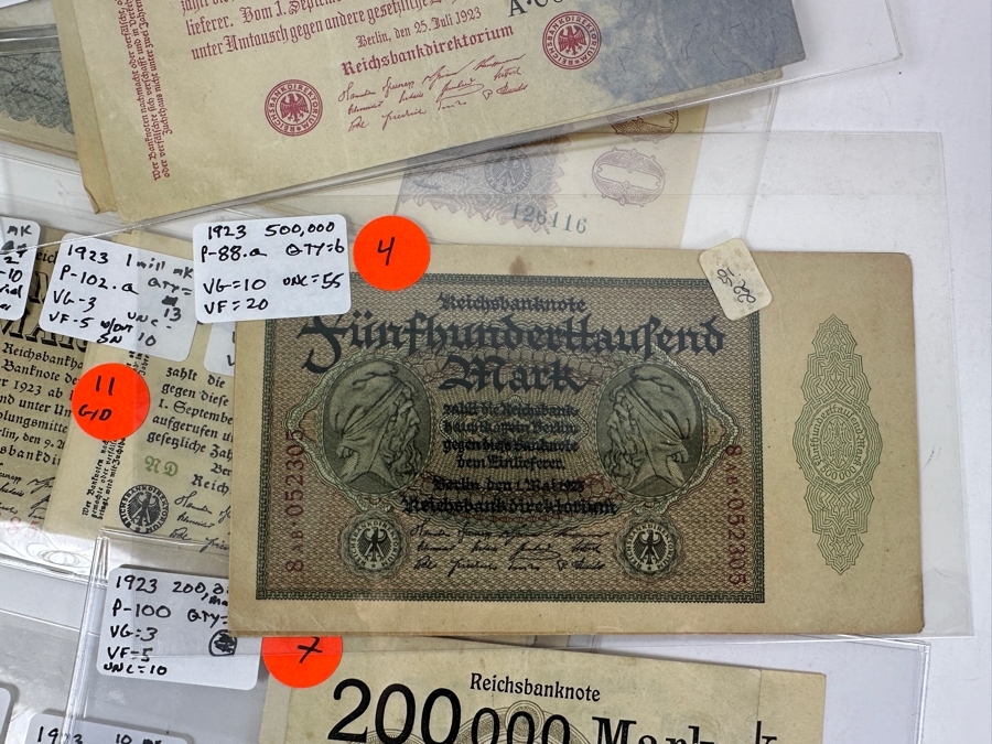 HUGE Lot Of Antique German Empire & Weimar Republic Currency Notes Collection - 659 Notes, 59 Different Types & Varieties From 1908 To 1923 Catalog Value Over $3,000 [Photo 19]