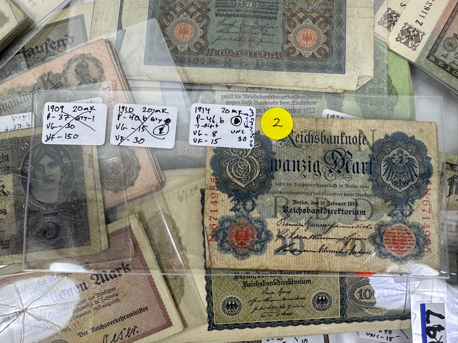 HUGE Lot Of Antique German Empire & Weimar Republic Currency Notes Collection - 659 Notes, 59 Different Types & Varieties From 1908 To 1923 Catalog Value Over $3,000 [Photo 4]