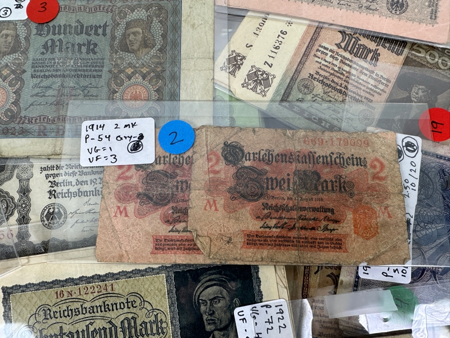 HUGE Lot Of Antique German Empire & Weimar Republic Currency Notes Collection - 659 Notes, 59 Different Types & Varieties From 1908 To 1923 Catalog Value Over $3,000 [Photo 3]