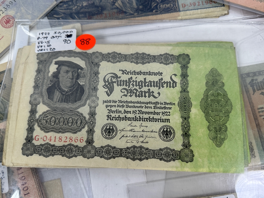 HUGE Lot Of Antique German Empire & Weimar Republic Currency Notes Collection - 659 Notes, 59 Different Types & Varieties From 1908 To 1923 Catalog Value Over $3,000 [Photo 7]