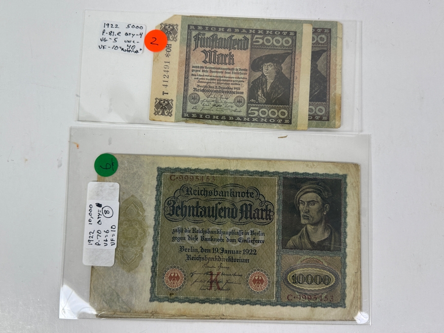 HUGE Lot Of Antique German Empire & Weimar Republic Currency Notes Collection - 659 Notes, 59 Different Types & Varieties From 1908 To 1923 Catalog Value Over $3,000 [Photo 39]
