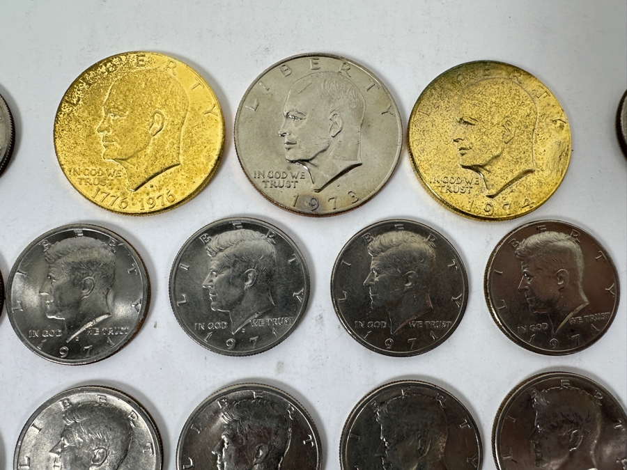Collection Of (76) Kennedy Half Dollars Of Various Years And (3) Eisenhower Dollars [Photo 2]