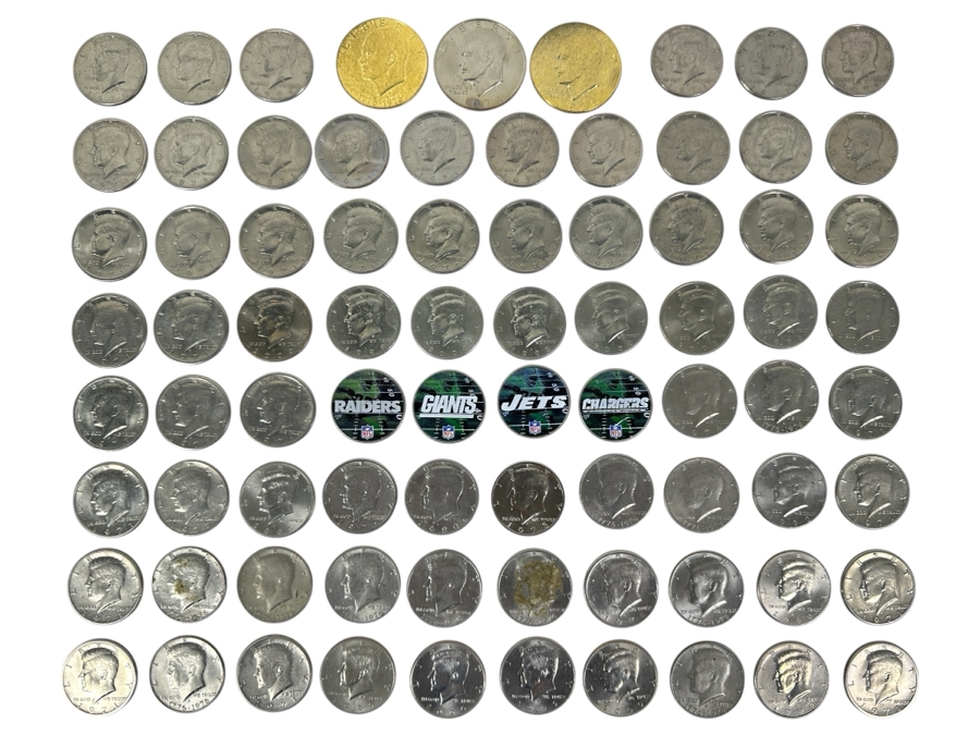 Collection Of (76) Kennedy Half Dollars Of Various Years And (3) Eisenhower Dollars